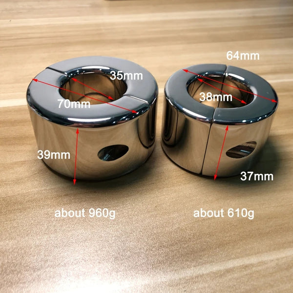 960G 610G Weight Stainless Steel Metal Screw Locking Penis Scrotum Testicle Lock