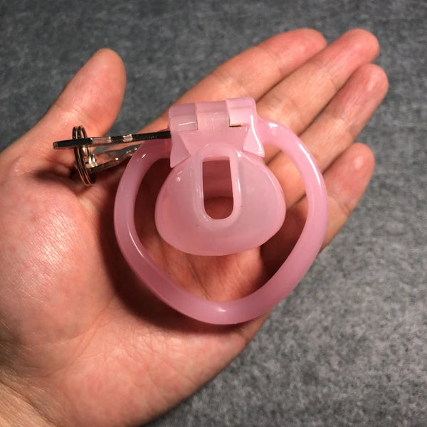 Pink Male Chastity Device Belt SM Cock Ring 4 Ring
