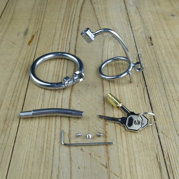 Male Chastity Cock Cage With Urethral Sounds Stainless Steel Tiny Penis Lock Ring Chastity Device For Men