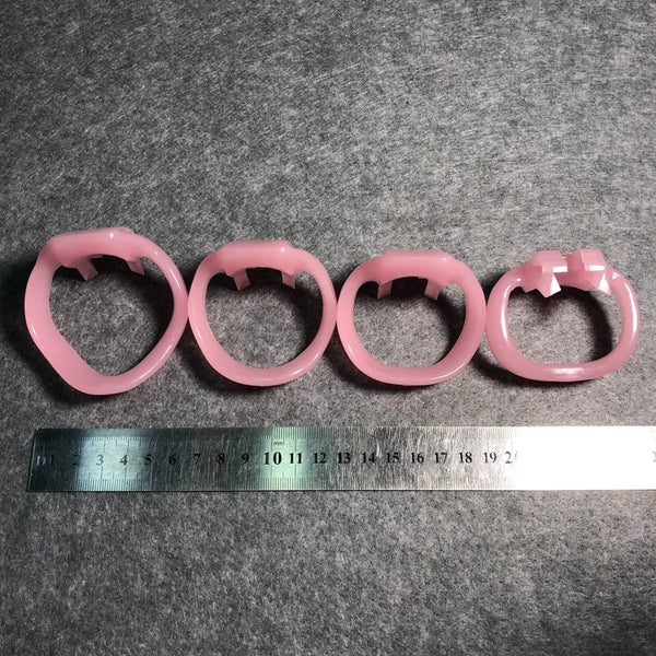 Pink Male Chastity Device Belt SM Cock Ring 4 Ring