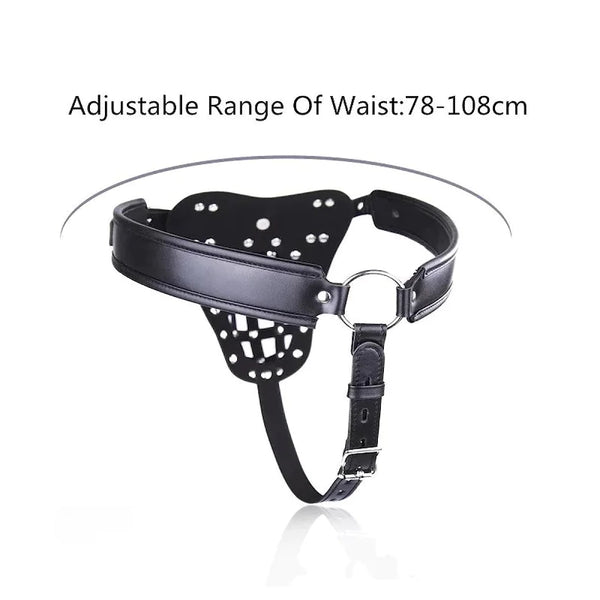 Black Leather BDSM Sexy Pants / Chastity Belt / Fetish Wear / Bondage Gear / Restraints/ Penis BDSM / Sexy Domination