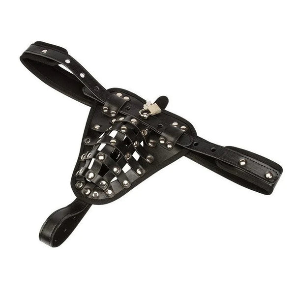 Black Leather BDSM Sexy Pants / Chastity Belt / Fetish Wear / Bondage Gear / Restraints/ Penis BDSM / Sexy Domination