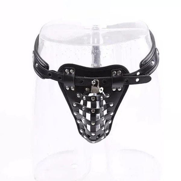 Black Leather BDSM Sexy Pants / Chastity Belt / Fetish Wear / Bondage Gear / Restraints/ Penis BDSM / Sexy Domination