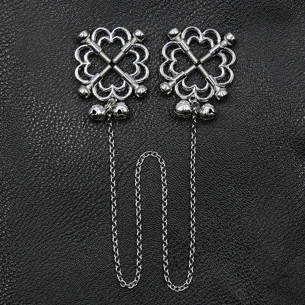 Flower Nipple Clips Adjustable Torture Play Clamps Chain Breast Bondage Restraints