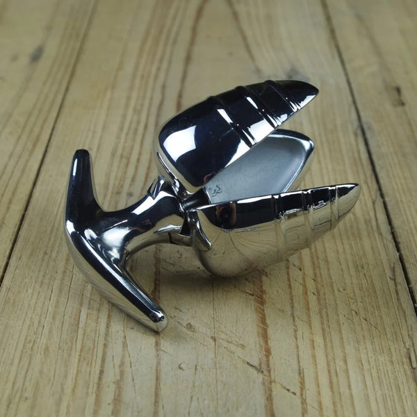 Stainless Steel Anal Dilator Locking Butt Plug, Solid Petals Anal Lock Chastity Devices, 3 Sizes optional