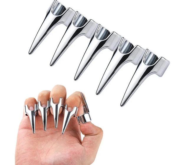 Unisex Adjustable Silver - Set of Five Stainless Steel Metal Claws for Fingers 10pcs