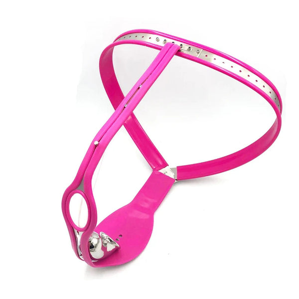 Male Chastity Belt WithHeart,Chastity Device For Men With Urination Catheter,Pink Sissy Chastity Belt