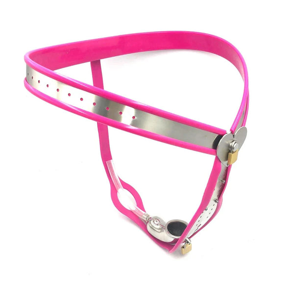 Male Chastity Belt WithHeart,Chastity Device For Men With Urination Catheter,Pink Sissy Chastity Belt