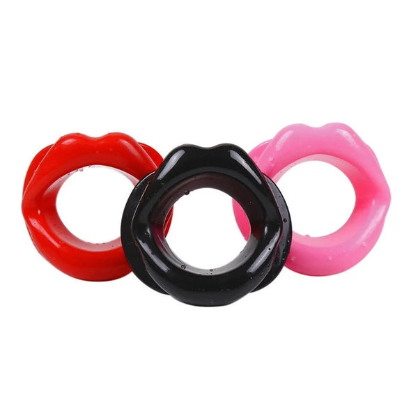 Silicone Lips Gag, Red Lips Gag, Lips Gag with hole, Fetish Gag, Kink Gag, BDSM Gag, Open Mouth Gag, Mouth Gag, O-ring gag, Submissive toys 3pcs