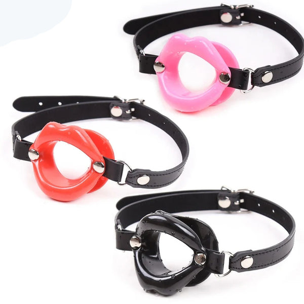 Silicone Lips Gag, Red Lips Gag, Lips Gag with hole, Fetish Gag, Kink Gag, BDSM Gag, Open Mouth Gag, Mouth Gag, O-ring gag, Submissive toys 3pcs