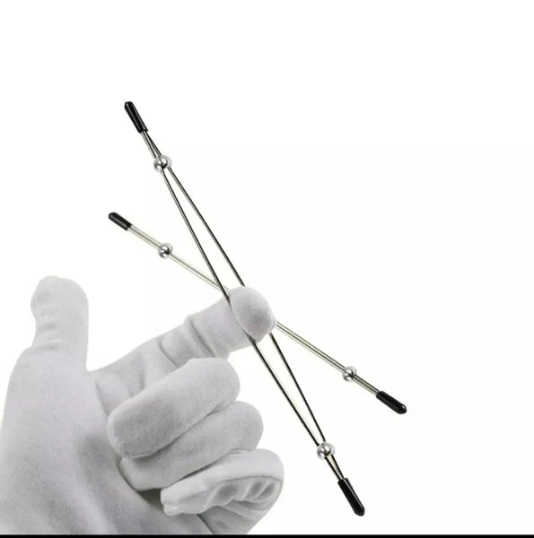 Abacus Vice Double Bar Pincher Clitoris Labis Nipple Bar Frenulum Clip on Ring Adjustable Steel Nipple Pleasure Bead Slides BDSM Bondage