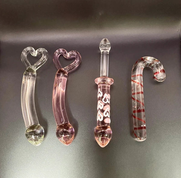 Crystal dildo set,pink glass dildo,glass anal plug,Stimulating Massager