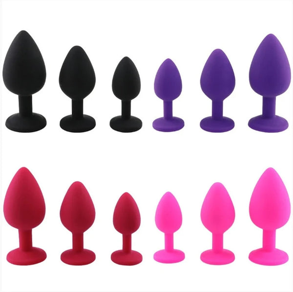Silicone Butt Plug Anal Plug Unisex Sex Stopper 3 Different Size Adult Toys for Men/Women Anal Trainer