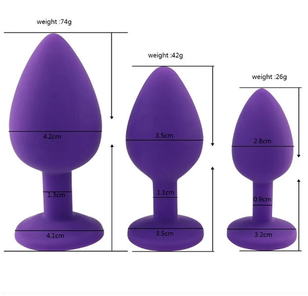 Silicone Butt Plug Anal Plug Unisex Sex Stopper 3 Different Size Adult Toys for Men/Women Anal Trainer