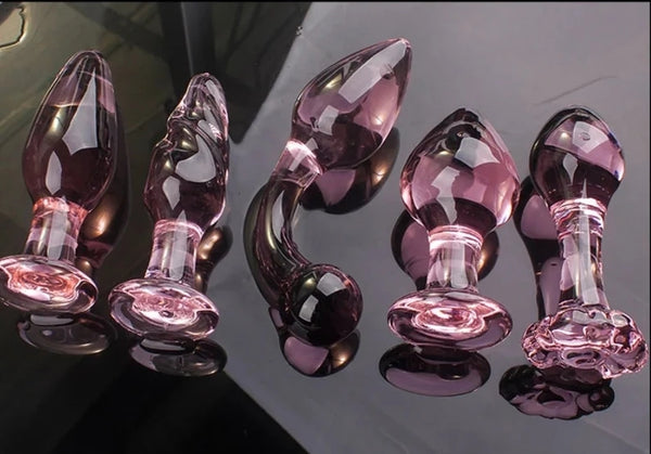 Pink Crystal Glass Anal Plug,Masturbation Prostate Massager Erotic Toys For Couple