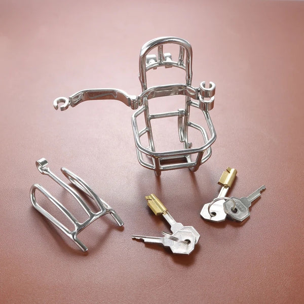 PA Puncture Cock Cage,Chastity Device For Men,Stainless Steel Glans Piercing,Male Chastity Cage
