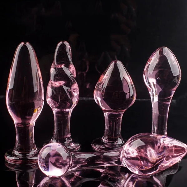 Pink Crystal Glass Anal Plug,Masturbation Prostate Massager Erotic Toys For Couple