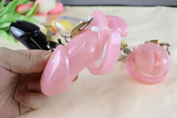Chastity Cage Red / Red Mamba Lightweight 3D Printed Chastity Cage / Double lone face ring portable CB lock
