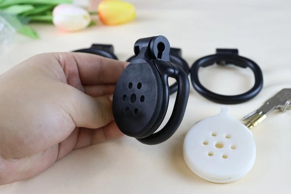 Nylon resin Chastity Cage Black / Cobra series 3D printed flat chastity lock anti-escape chastity cage