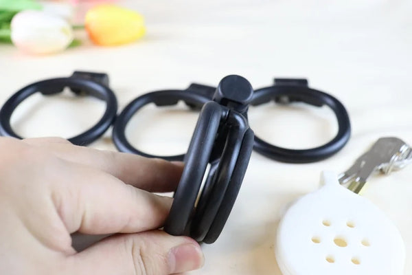 Nylon resin Chastity Cage Black / Cobra series 3D printed flat chastity lock anti-escape chastity cage
