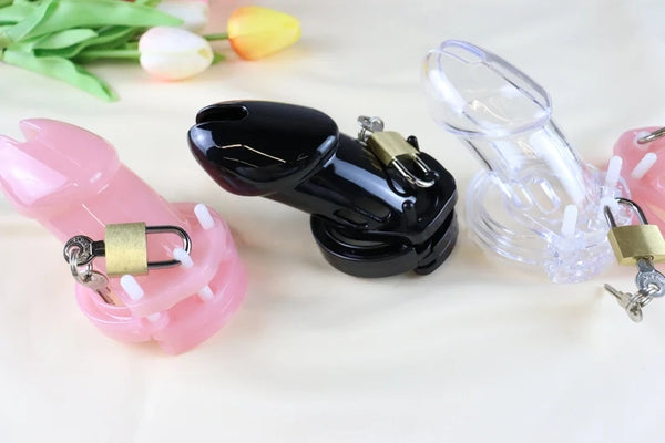Chastity Cage Red / Red Mamba Lightweight 3D Printed Chastity Cage / Double lone face ring portable CB lock