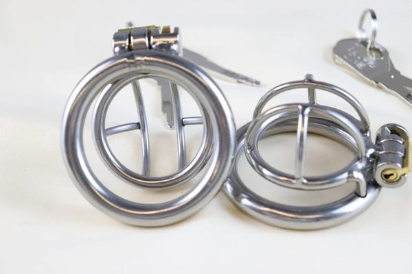 Male Trumpet Tube Chastity Device, Screw Lock Ring Short Cage, Super Small Chastity Cage With Urethral Plug Dilator