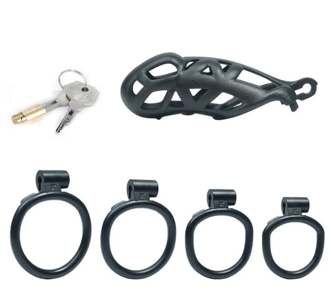 Black Cobra Male Chastity Cage