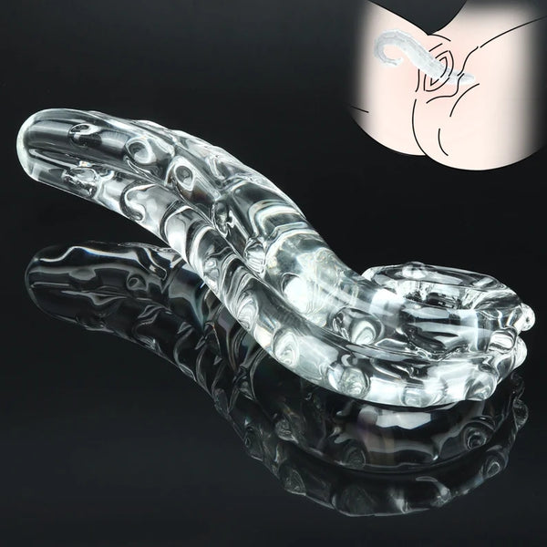 Glass Dildo Curved Fantasy Dildo, Glass Anal Plug Pleasure Wand Massager, G-Spot Toy