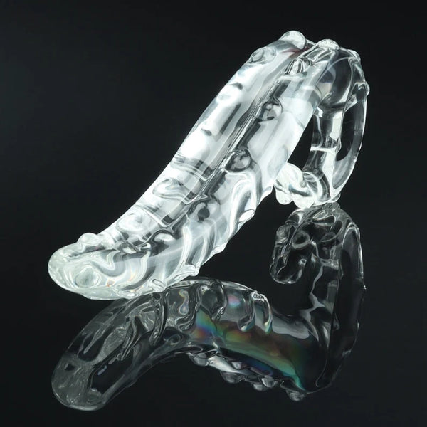 Glass Dildo Curved Fantasy Dildo, Glass Anal Plug Pleasure Wand Massager, G-Spot Toy