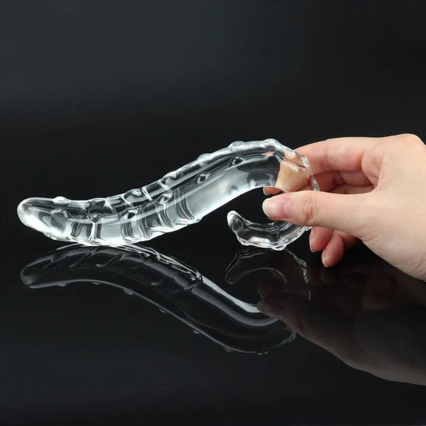 Glass Dildo Curved Fantasy Dildo, Glass Anal Plug Pleasure Wand Massager, G-Spot Toy