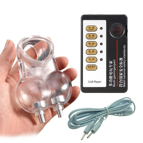 Male Electric Shock Scrotum Restraint Bag Bundled Toy